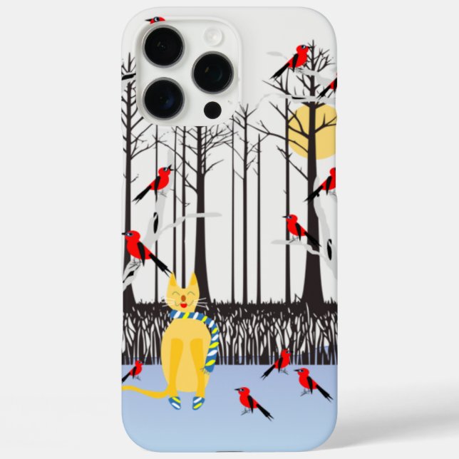 Coques Case-Mate iPhone Joie d'hiver - Chat avec foulard Birch Trees Cardi (Verso)