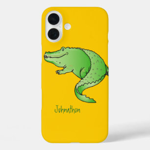 Coque Pour iPhone 16 Plus Joli Alligator vert et jaune
