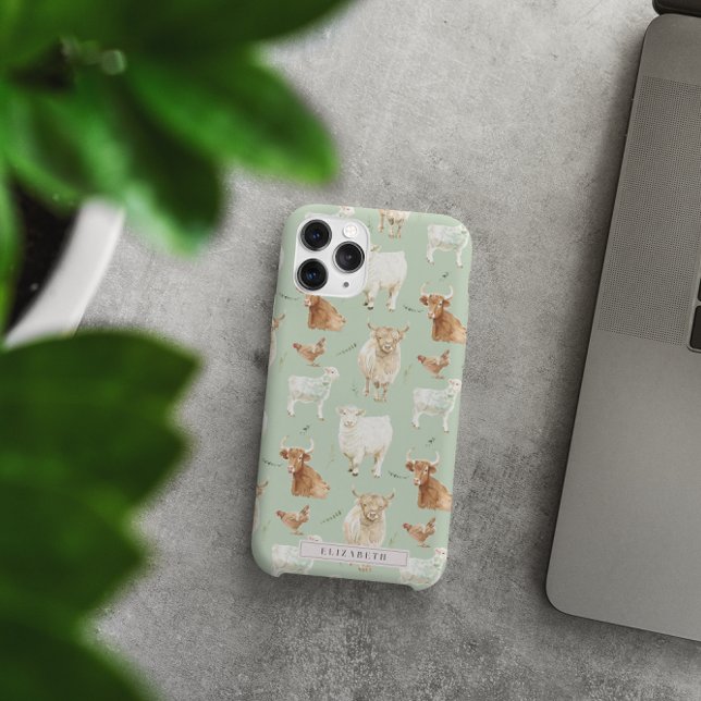 Coques Case-Mate iPhone Joli animal de ferme | Monogramme de vache Highlan (Créateur téléchargé)