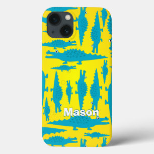 Etui iPhone Case-Mate Joli Aqua coloré et Motif d'alligator jaune