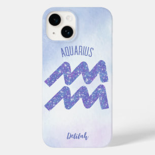 Coque Case-Mate iPhone Joli Aquarius Astrologie Signal Personnalisé Viole
