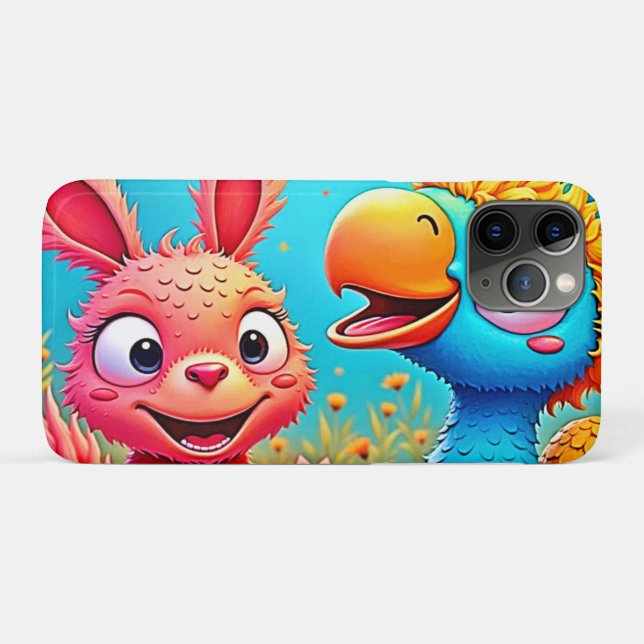 Coques Case-Mate iPhone Joli Art de Perruche Lapin de Dessin Animé (Dos (Horizontal))