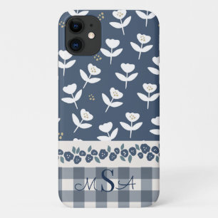 Case-Mate iPhone Case Joli bleu Floral Ferme Motif Monogramme