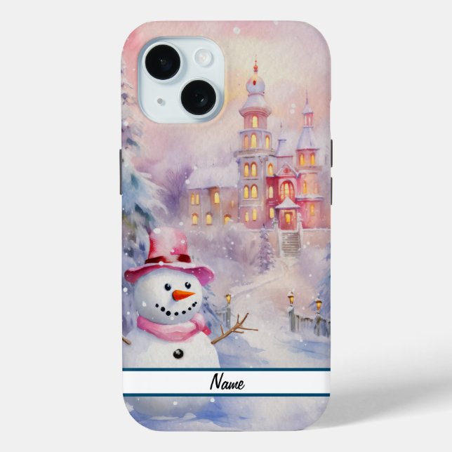 Coques Case-Mate iPhone Joli bonhomme de neige de Noël (Verso)