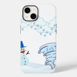 Coque Case-Mate iPhone Joli bonhomme de neige et vent d'hiver