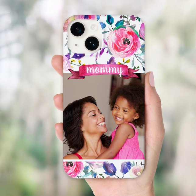 Coques Case-Mate iPhone Joli cadeau Floral personnalisé photo pour maman (Créateur téléchargé)