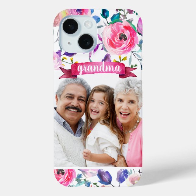 Coques Case-Mate iPhone Joli cadeau photo floral personnalisé pour grand-m (Verso)