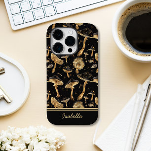 Coque Case-Mate iPhone Joli champignon noir et or personnalisé