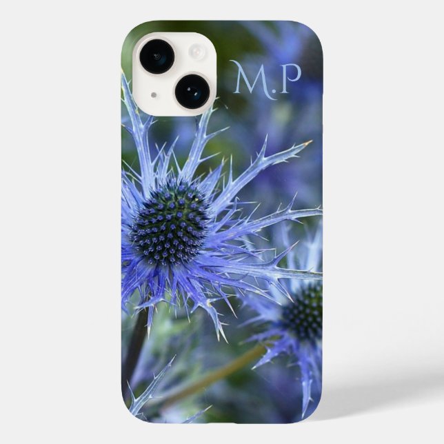 Coques Case-Mate iPhone Joli Chardon de Mer Bleu Monogramme (Verso)