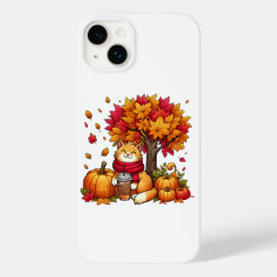 Coque Case-Mate iPhone Joli Chat d'Automne avec Citrouilles de Café Glacé