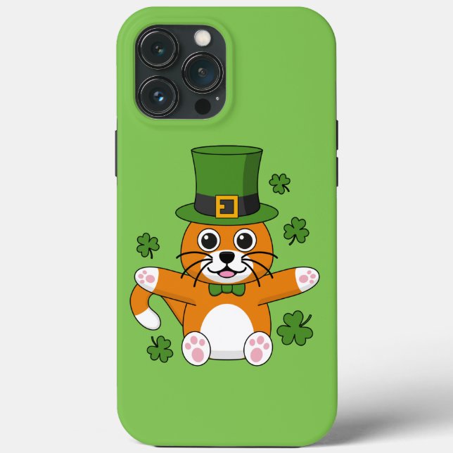 Coques Case-Mate iPhone Joli chat de la Saint-Patrick avec des trèfles de  (Verso)