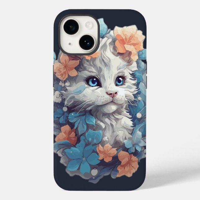Coques Case-Mate iPhone Joli Chat Féminin aux Fleurs Blanches (Verso)