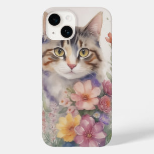 Coque Case-Mate iPhone Joli Chat Floral Aquarelle