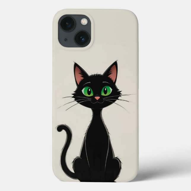 Coques Case-Mate iPhone Joli Chat Noir Avec Des Yeux Verts (Verso)
