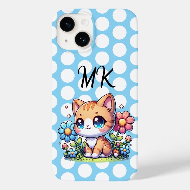 Coques Case-Mate iPhone Joli Chat Orange Mignon dans des Fleurs Personnali (Verso)