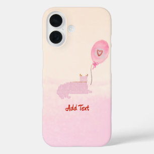 Coque Pour iPhone 16 Joli Chat Rose