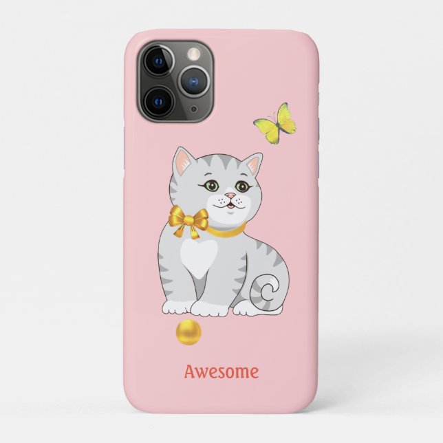 Coques Case-Mate iPhone Joli chat tabby sur fond rose clair (Dos)