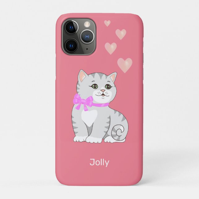 Coques Case-Mate iPhone Joli chat tigré & coeurs sur fond rose (Dos)