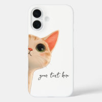 Joli chat tigré orange qui regarde avec un texte p