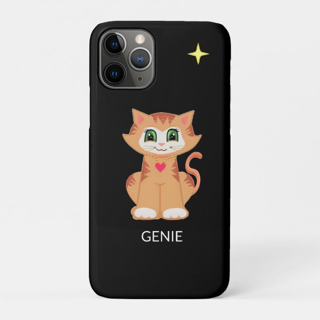 Coques Case-Mate iPhone Joli chaton et étoile sur fond noir (Dos)