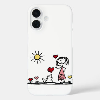 Coque Pour iPhone 16 Joli chien avec une fille
