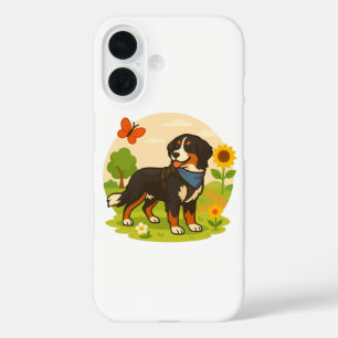 Coque Pour iPhone 16 Joli chien de montagne bernois avec tournesol et b