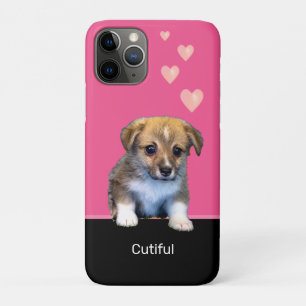 Case-Mate iPhone Case Joli chiot Corgi & coeurs sur fond rose et noir