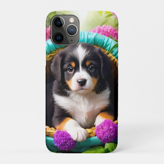 Coques Case-Mate iPhone Joli chiot dans une panier (Dos)