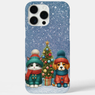 Coque iPhone 16 Pro Max Joli chiot de Noël & chaton