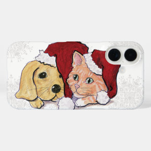 Coques iPhone 16 Joli Christmas Labrador Puppy et Orange Tabby