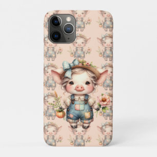 Case-Mate iPhone Case Joli cochon Farmcore en salopette avec des fleurs