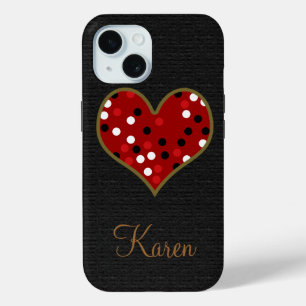 Coque Case-Mate iPhone Joli coeur de points noirs/rouges