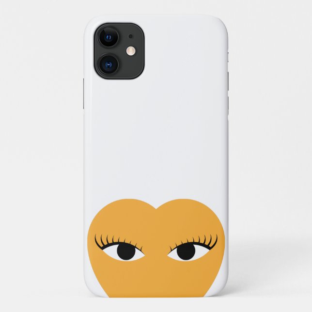 Coques Case-Mate iPhone Joli cœur mignon avec des yeux sur fond blanc (Dos)