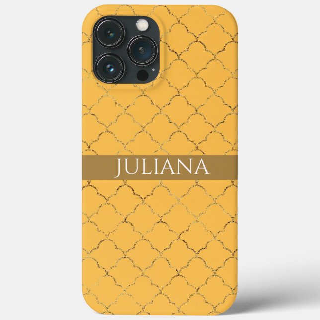 Coques Case-Mate iPhone Joli Daffodil Gold Quatrefoil Personnalisé (Verso)
