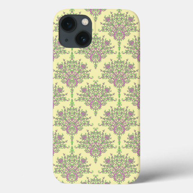 Coques Case-Mate iPhone Joli damas rose vert et jaune pâle (Verso)