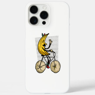 Coque iPhone 16 Pro Max Joli dessin animé de banane rétro à vélo
