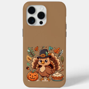 Coque Case-Mate iPhone Joli dessin animé de dinde et de citrouille de Tha
