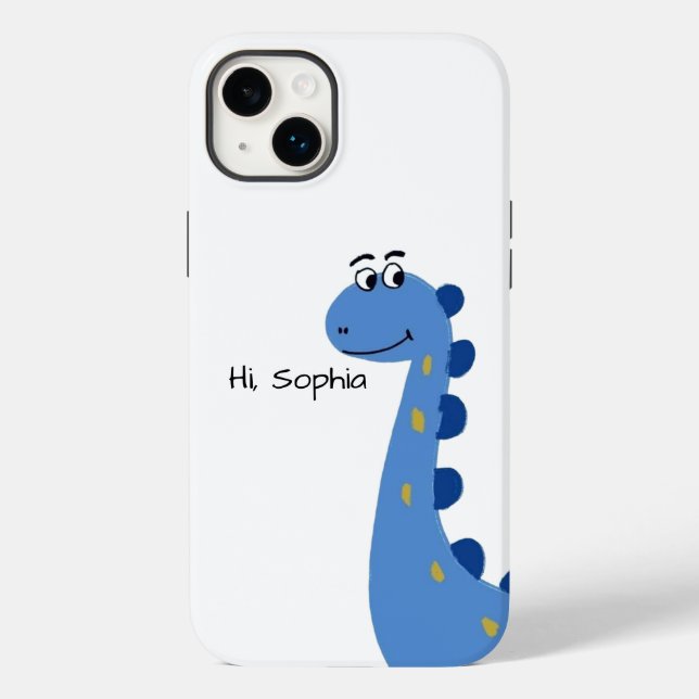 Coques Case-Mate iPhone Joli Dinosaure Bleu - Nom personnalisé Sophia (Verso)