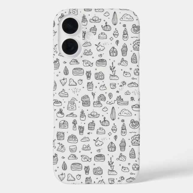 Coques Case-Mate iPhone Joli doodles dessinés à la main en noir et blanc (Verso)