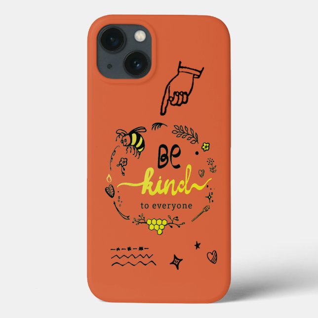 Coques Case-Mate iPhone Joli Doodles tendance Black Gold Bee Orange (Verso)