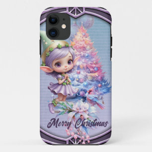 Case-Mate iPhone Case Joli elfe de Noël aux couleurs violettes délicates
