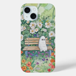 Coque Case-Mate iPhone Joli Fantôme dans le Jardin Cottagecore Banc Botan