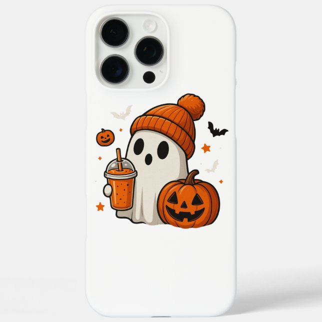 Coques Case-Mate iPhone Joli fantôme d'Halloween avec citrouille et boisso (Verso)