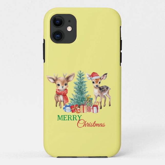 Coques Case-Mate iPhone Joli faon renne Père Noël Joyeux Noël Fête (Dos)