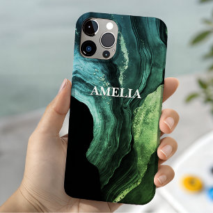 Coque Case-Mate iPhone joli faux marbre pailleté artistique monogramme ch