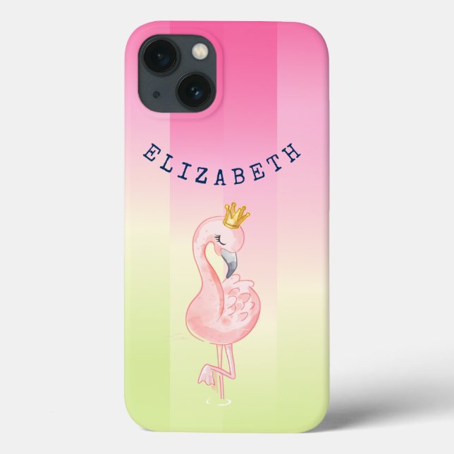 Coques Case-Mate iPhone Joli flamant rose ombré rayé     (Verso)