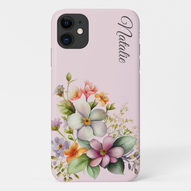 Coques Case-Mate iPhone Joli Fleur sauvage sur rose pâle (Dos)