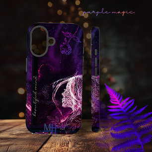 Coque Pour iPhone 16 Joli Galaxie violette Art Girl Monogramme