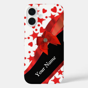 Coque Pour iPhone 16 Joli girly personnalisé rouge et blanc