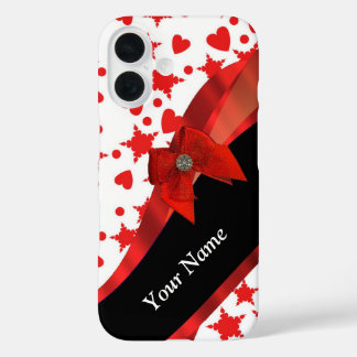 Coque Pour iPhone 16 Joli girly personnalisé rouge et blanc